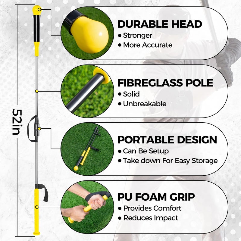 PLAYAPUT Hitting Trainer for Baseball and Softball, 52" Baseball Hitting Stick Practice Swing,Hitting,Batting,Easy Set Up & Take Down Swing Trainer Great for One-On-One Coaching Training Equipment - Image 2
